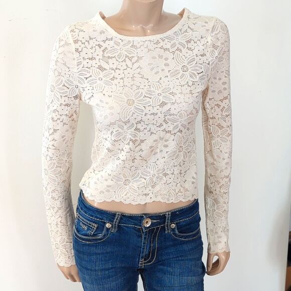 Revamped Tops - Y2K revamped lace top xsmall off White